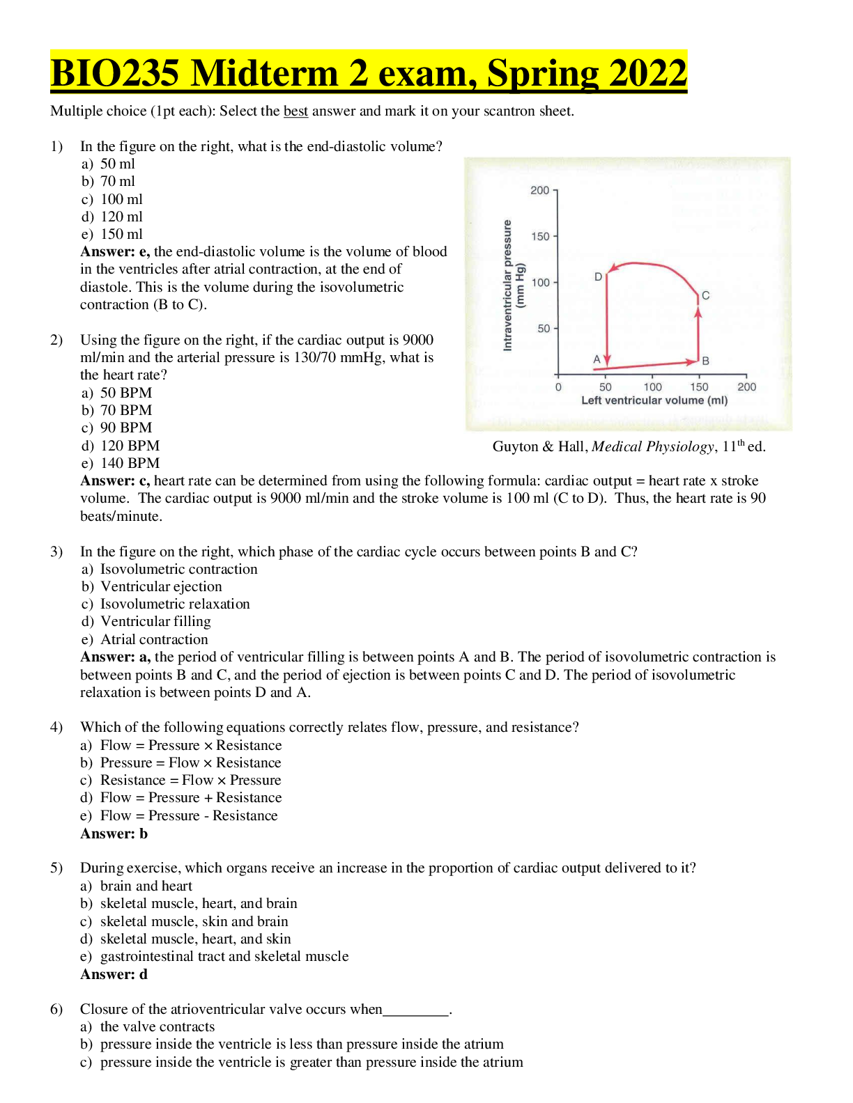 Preview of BIO235 Midterm 2 exam, Spring 2022